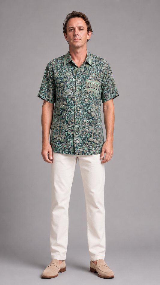 Men's Short Sleeve Silk Shirt