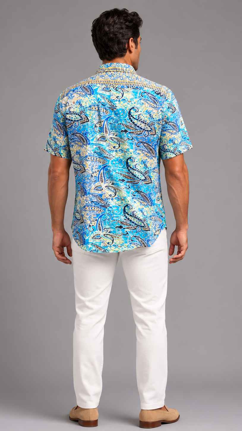Men's Short Sleeve Silk Shirt