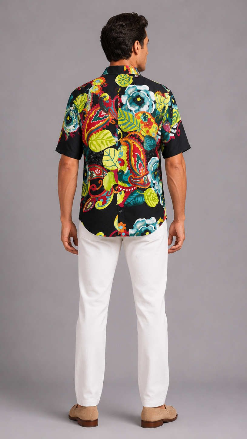 Men's Short Sleeve Silk Shirt