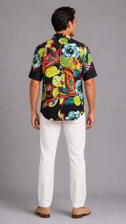 Men's Short Sleeve Silk Shirt
