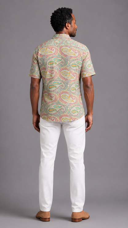 Men's Short Sleeve Silk Shirt