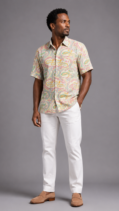 Men's Short Sleeve Silk Shirt