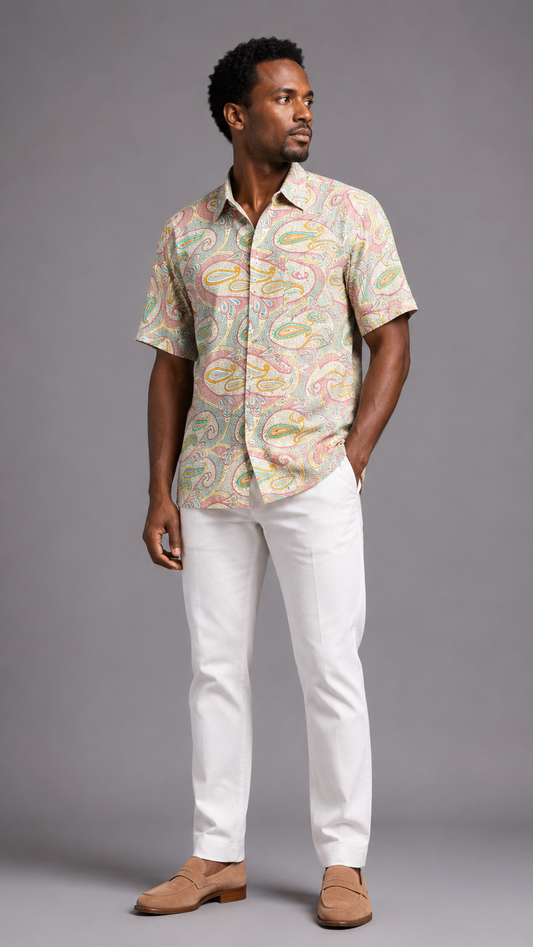 Men's Short Sleeve Silk Shirt