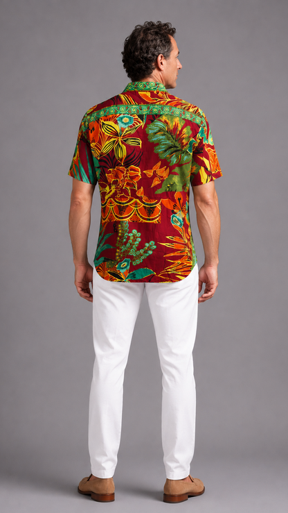 Men's Short Sleeve Silk Shirt