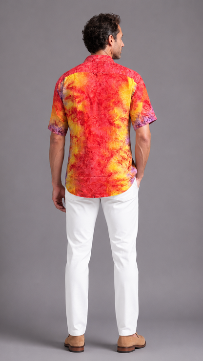 Men's Short Sleeve Silk Shirt
