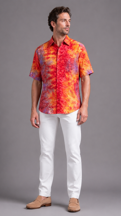 Men's Short Sleeve Silk Shirt