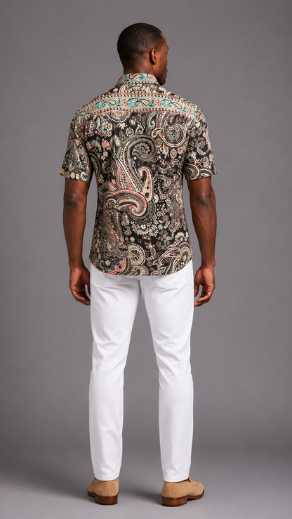 Men's Short Sleeve Silk Shirt