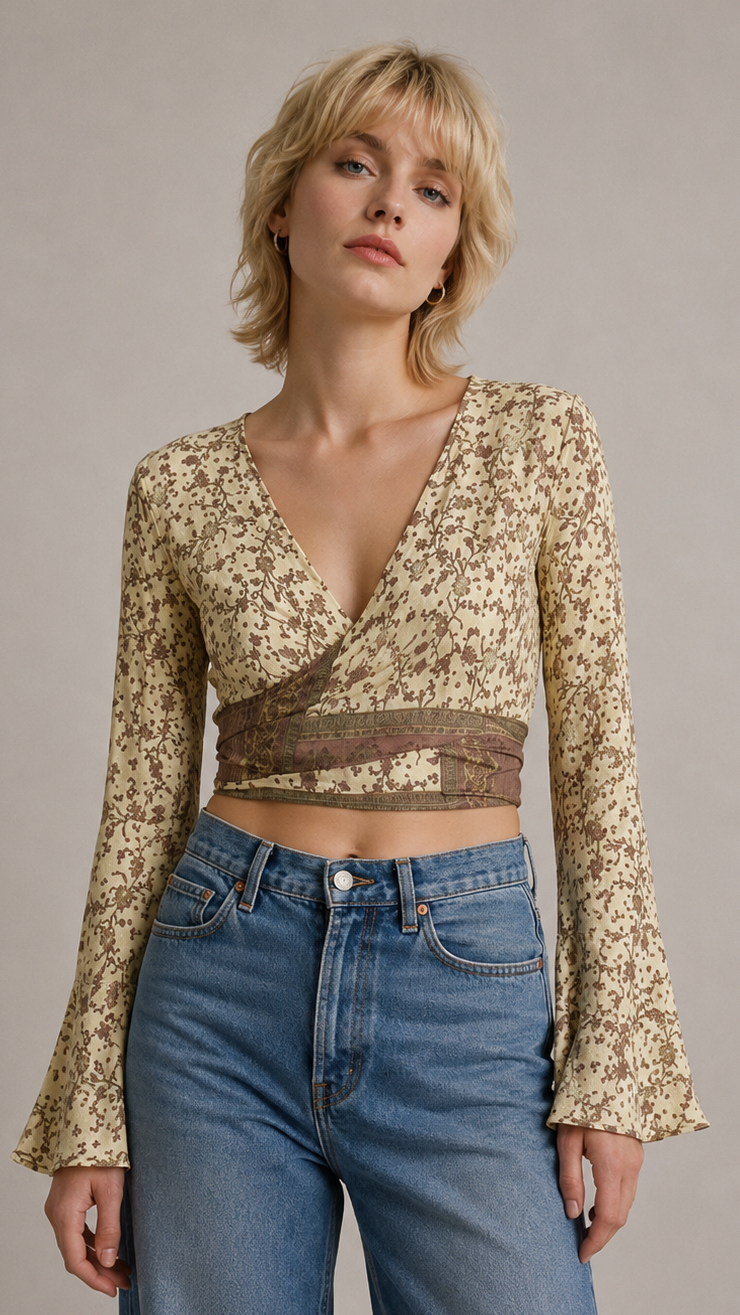 Regular Silk Wrap Top