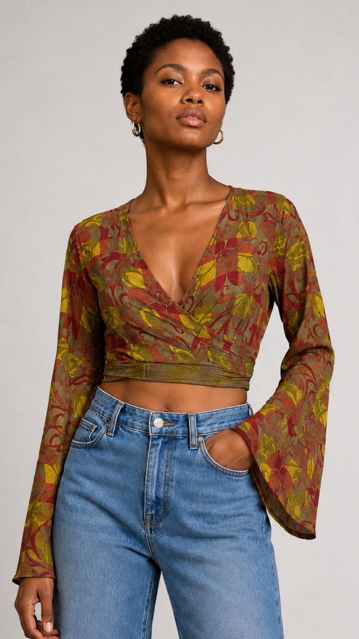 Regular Silk Wrap Top