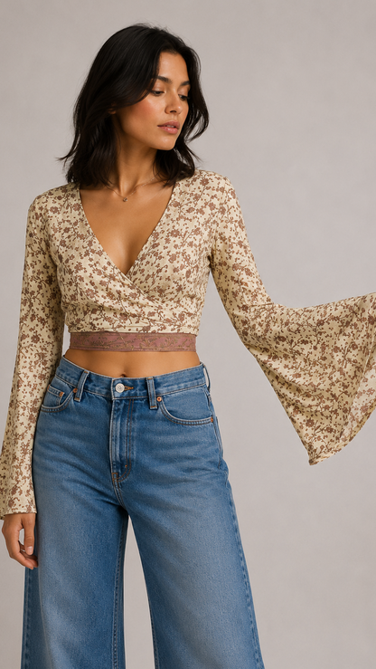 Regular Silk Wrap Top