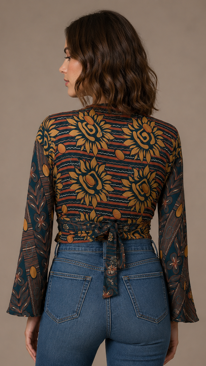Plus Size Silk Wrap Top