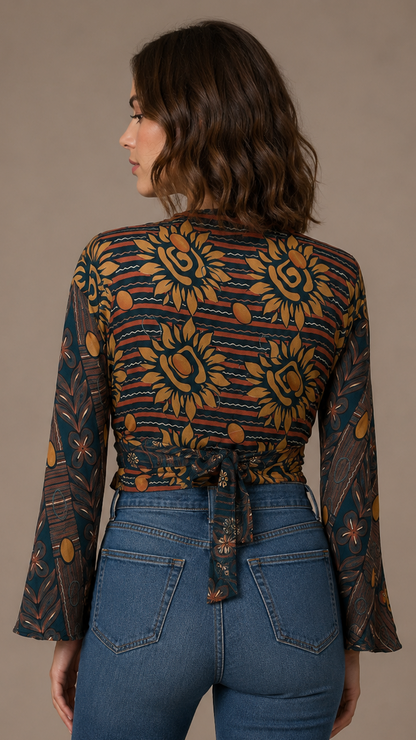 Plus Size Silk Wrap Top