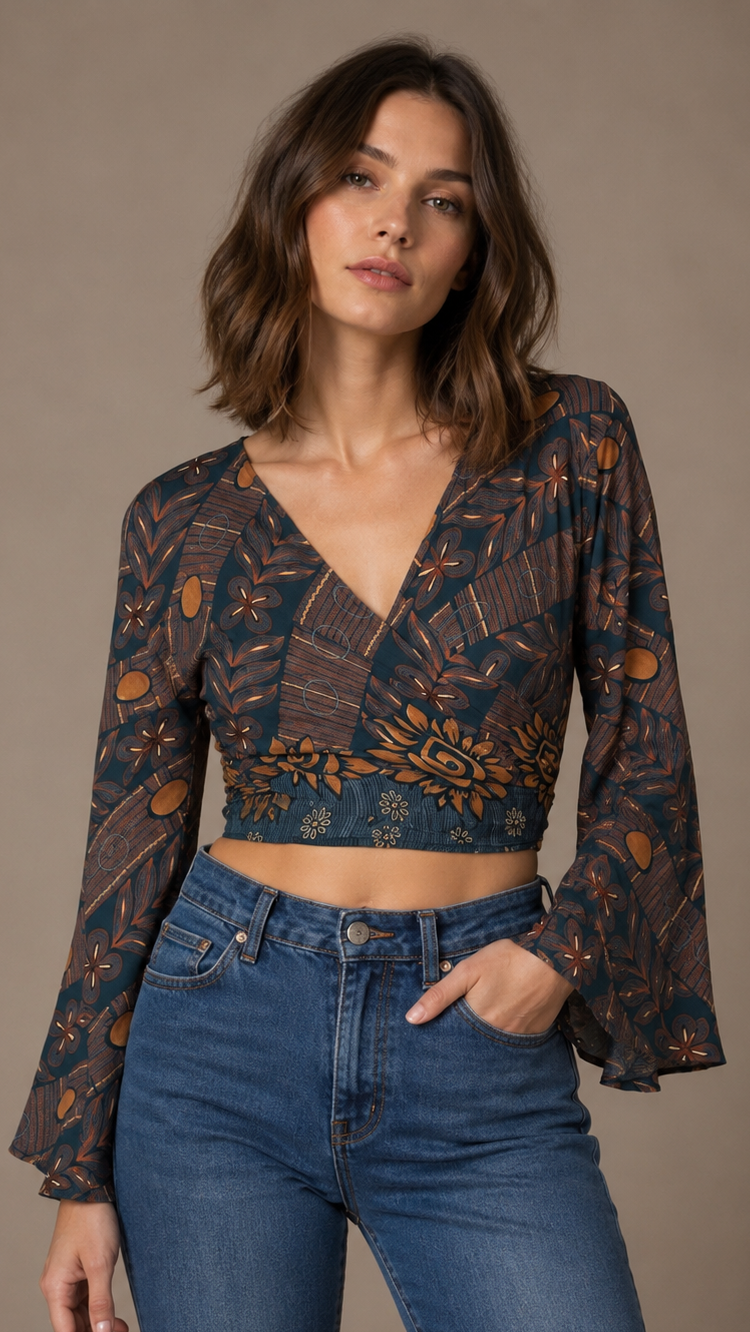 Plus Size Silk Wrap Top