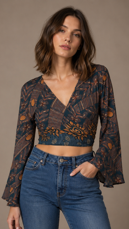 Plus Size Silk Wrap Top