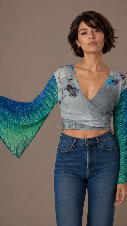 Plus Size Silk Wrap Top