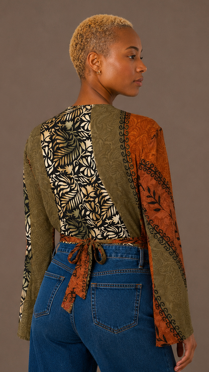 Plus Size Silk Wrap Top