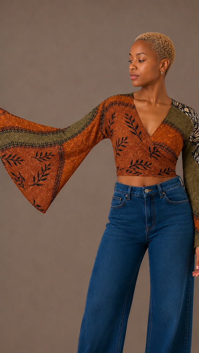 Plus Size Silk Wrap Top
