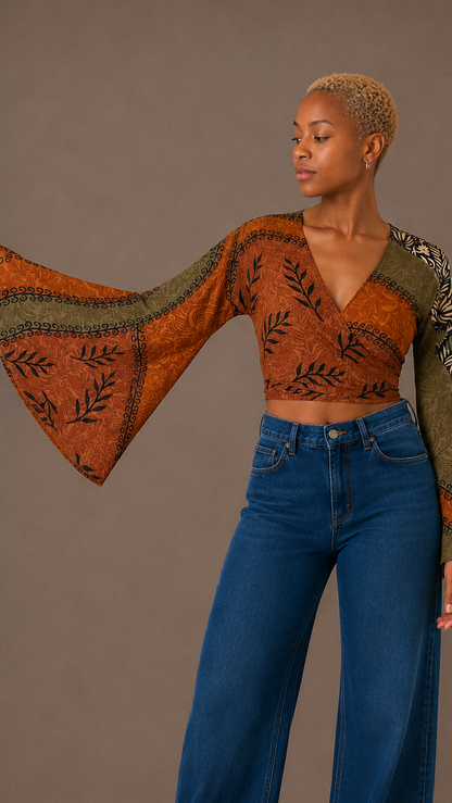 Plus Size Silk Wrap Top