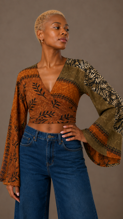 Plus Size Silk Wrap Top