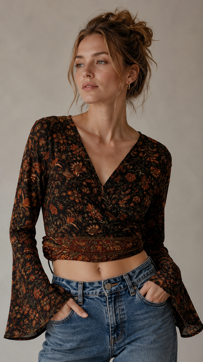 Plus Size Silk Wrap Top