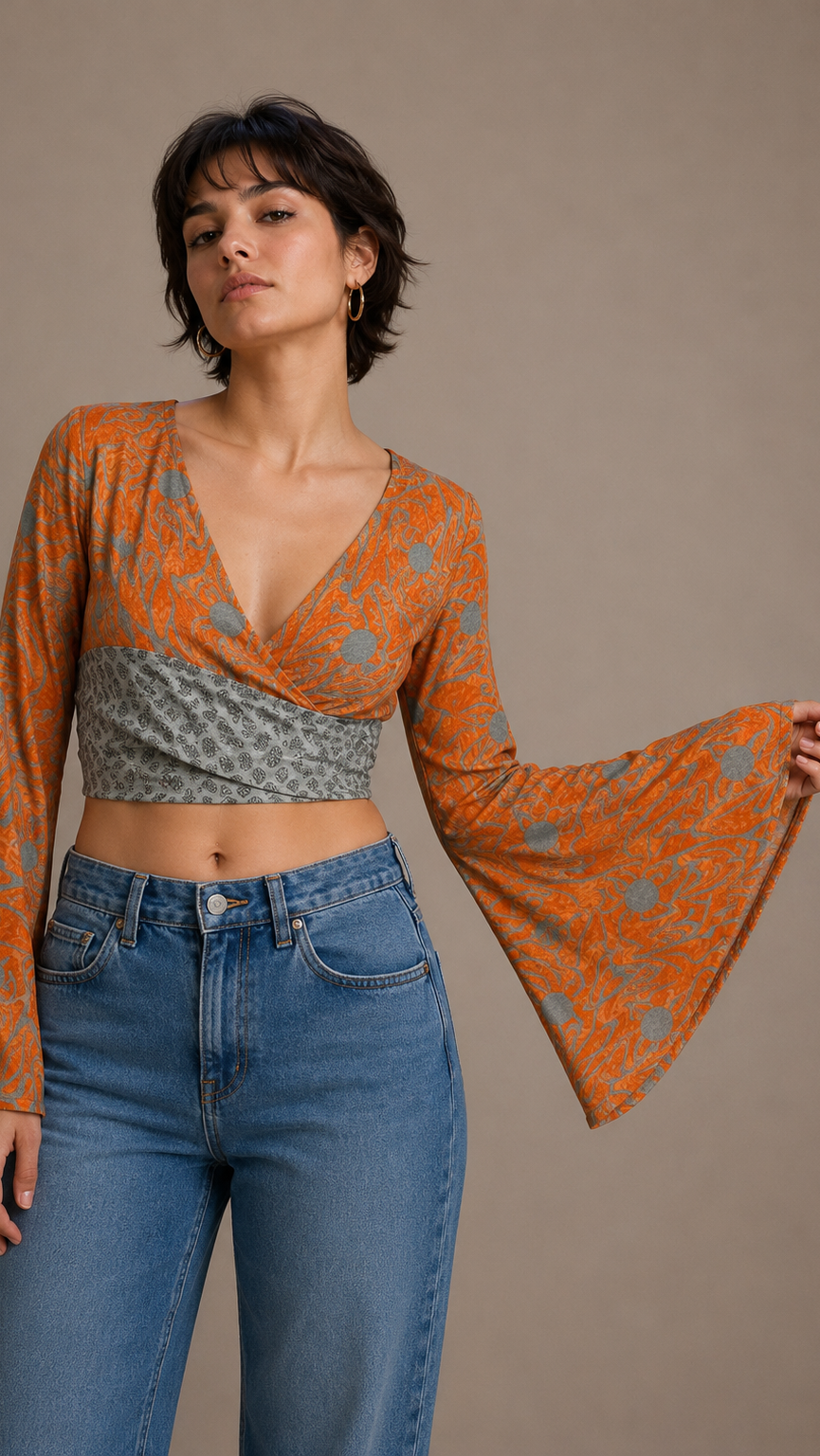 Regular Silk Wrap Top