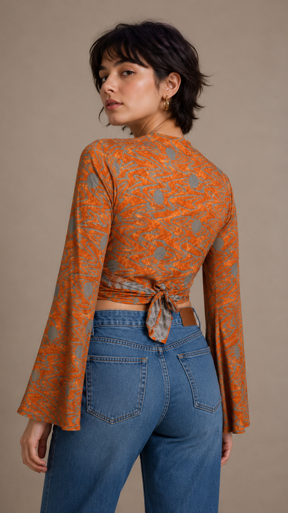 Regular Silk Wrap Top