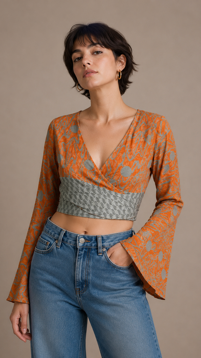 Regular Silk Wrap Top