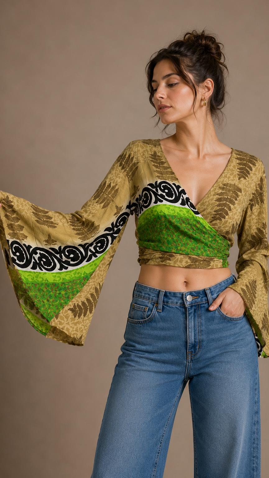 Plus Size Silk Wrap Top