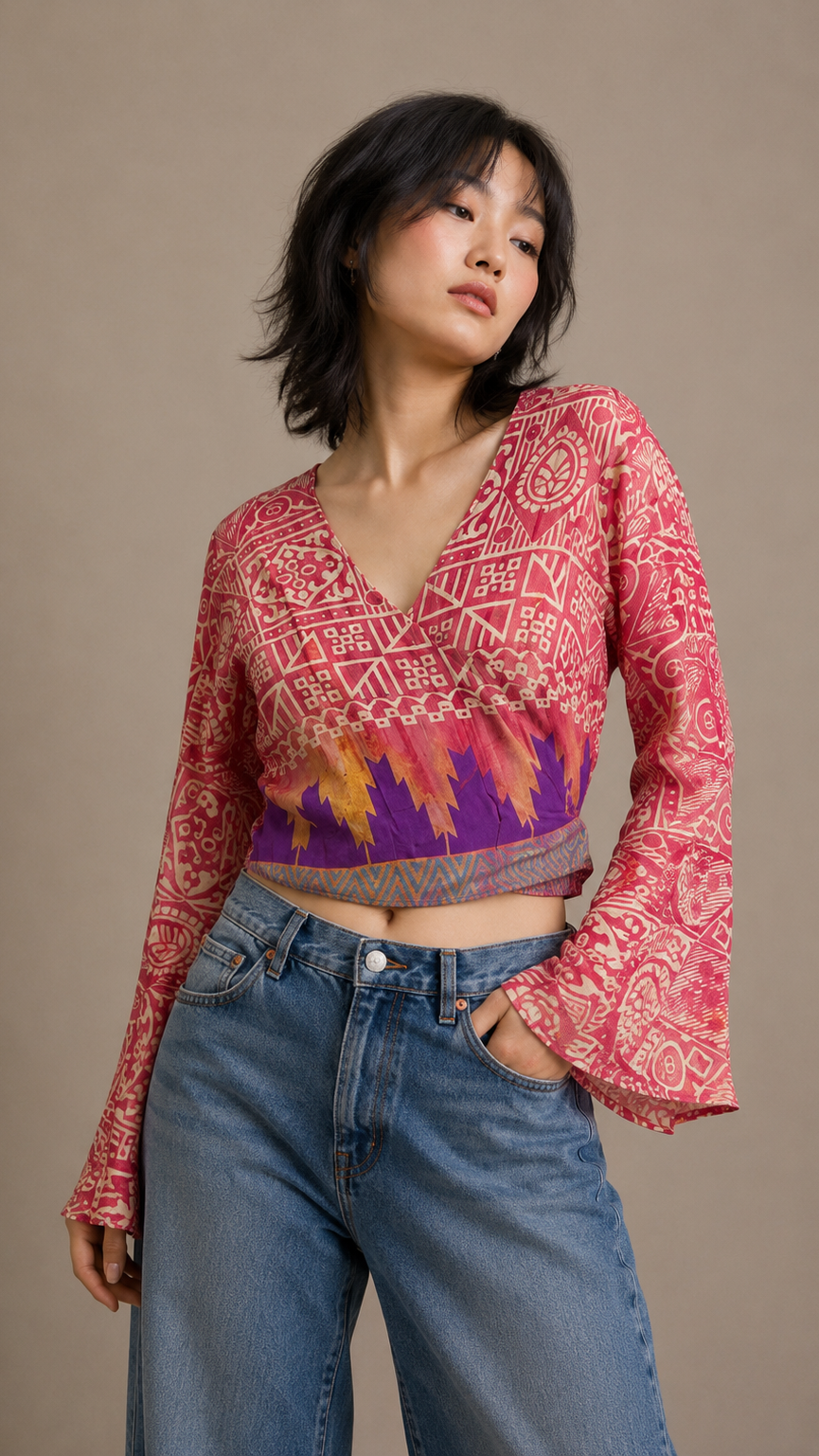 Plus Size Silk Wrap Top