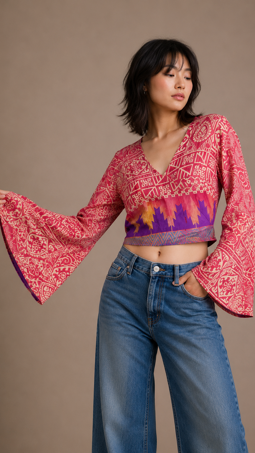 Plus Size Silk Wrap Top