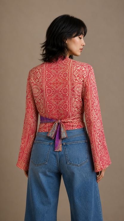 Plus Size Silk Wrap Top