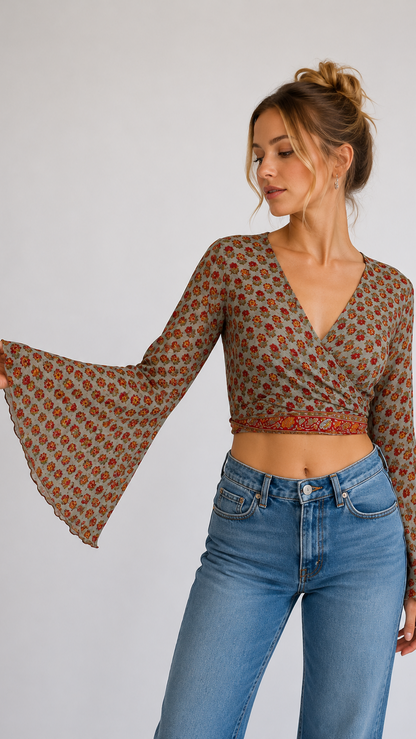 Regular Silk Wrap Top