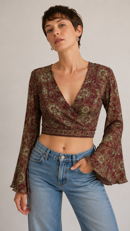 Regular Silk Wrap Top