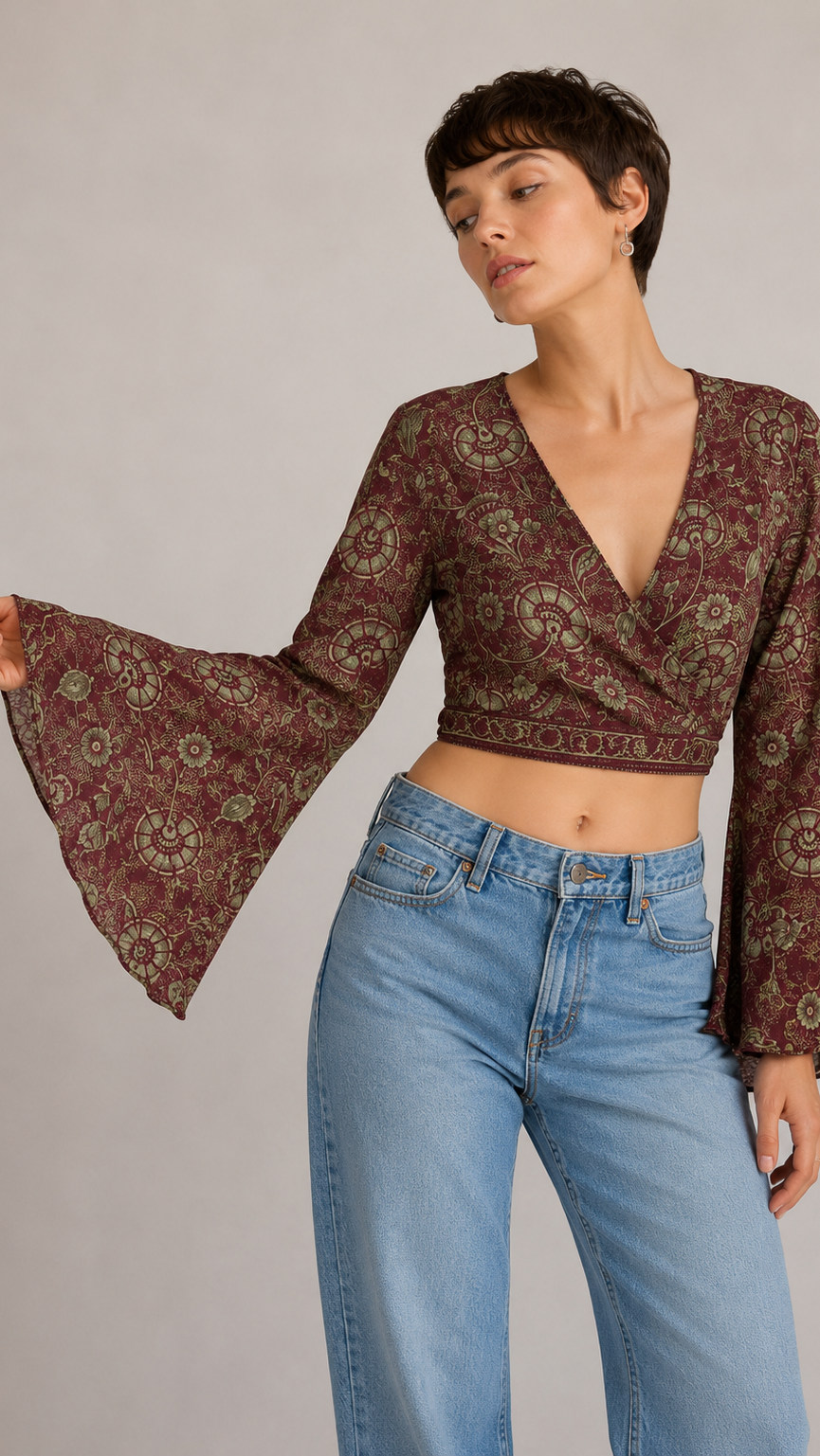 Regular Silk Wrap Top