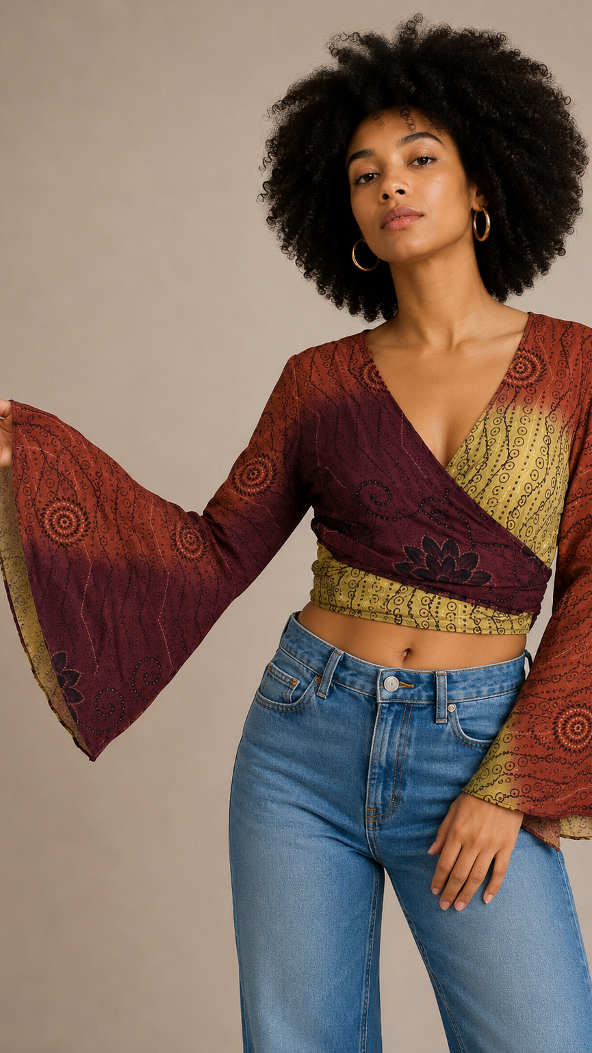 Plus Size Silk Wrap Top