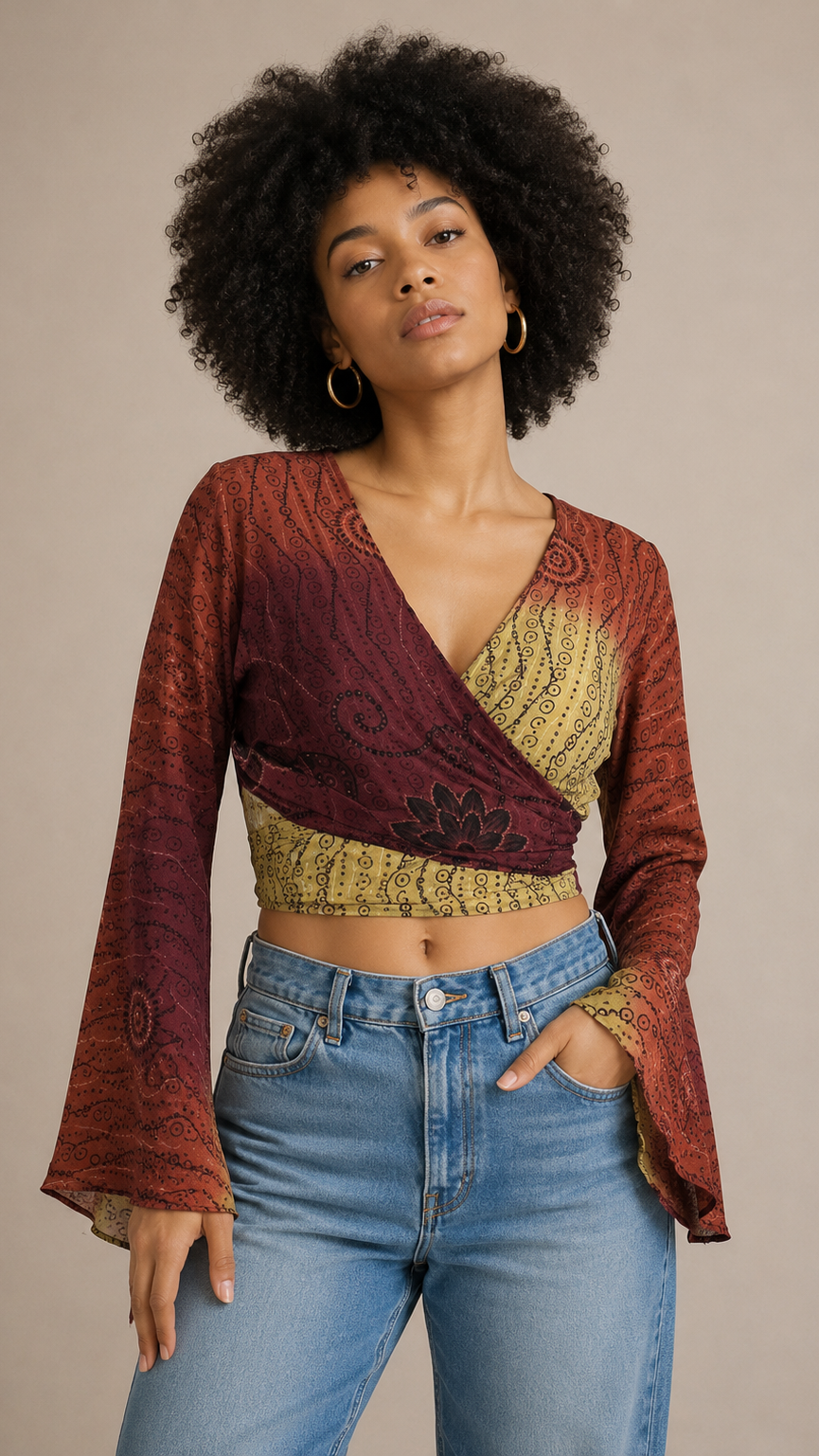 Plus Size Silk Wrap Top