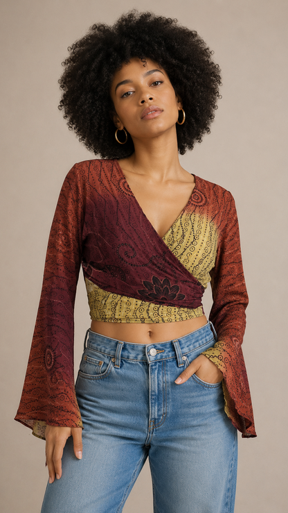Plus Size Silk Wrap Top