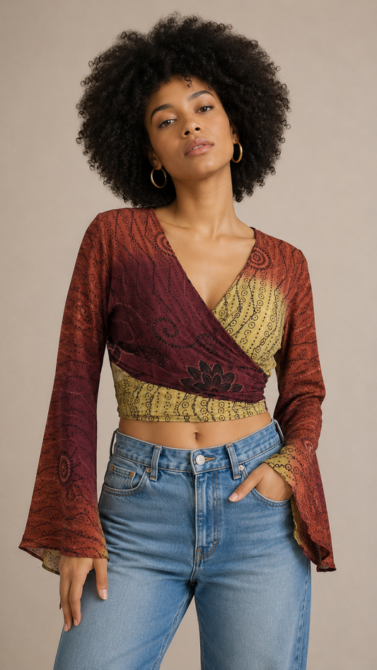 Plus Size Silk Wrap Top