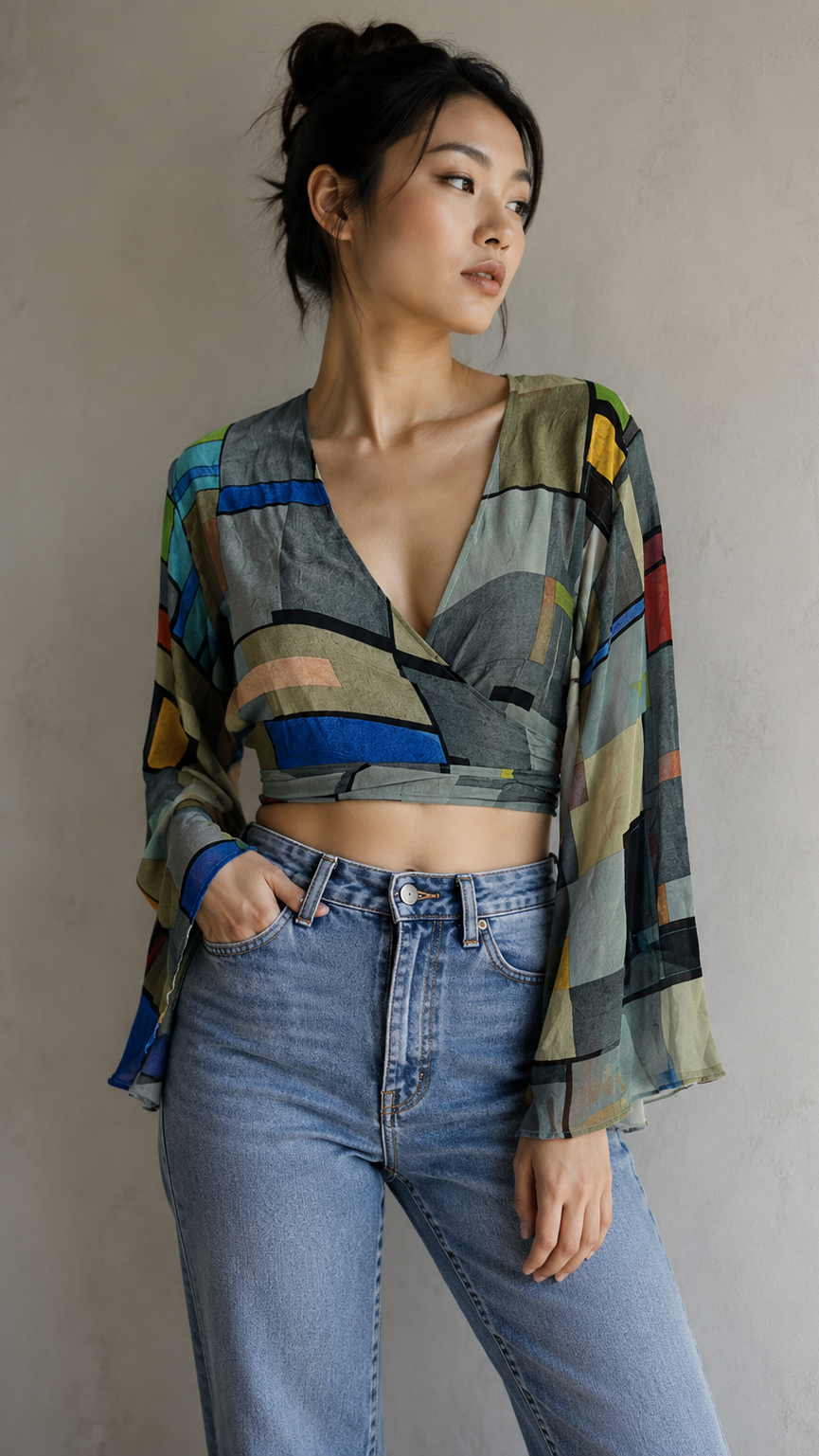 Regular Silk Wrap Top