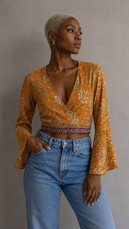 Regular Silk Wrap Top