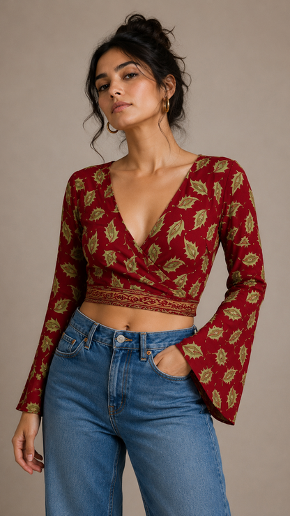 Regular Silk Wrap Top