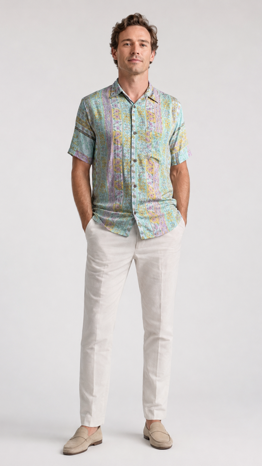 Men's Short Sleeve Silk Shirt