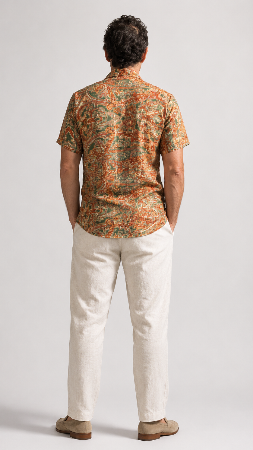 Men's Short Sleeve Silk Shirt