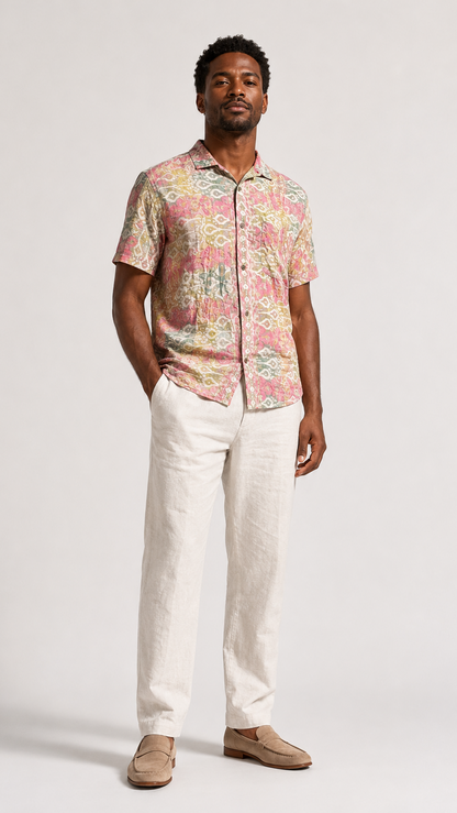 Men's Short Sleeve Silk Shirt