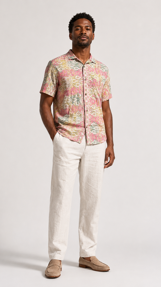 Men's Short Sleeve Silk Shirt
