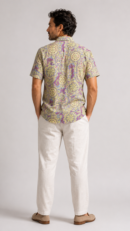 Men's Short Sleeve Silk Shirt