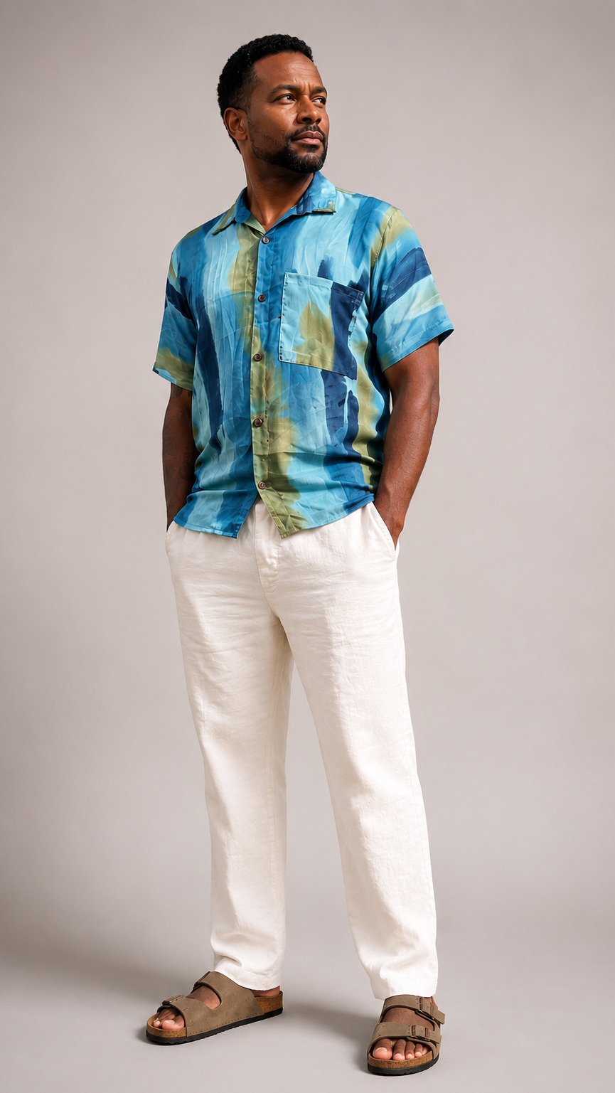 Men's Short Sleeve Silk Shirt
