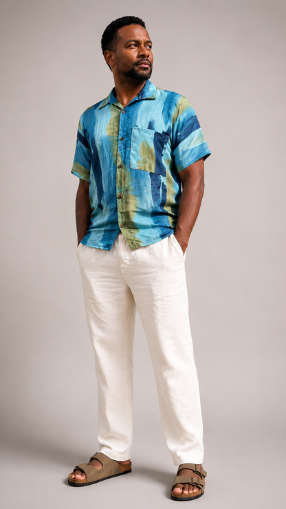 Men's Short Sleeve Silk Shirt