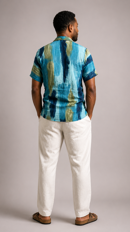 Men's Short Sleeve Silk Shirt