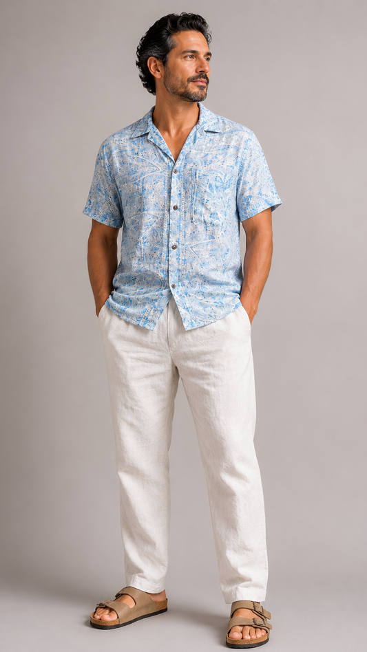 Men's Short Sleeve Silk Shirt